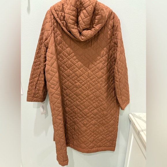 NWT Bernardo Women's Quilted Long Coat - large Brown rust - Picture 3 of 11